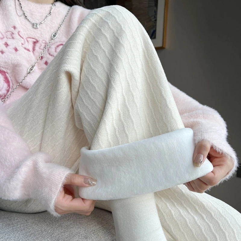 断码捡漏~温暖过冬 / 加绒雪尼尔阔腿裤3917花契200斤胖mm冬季