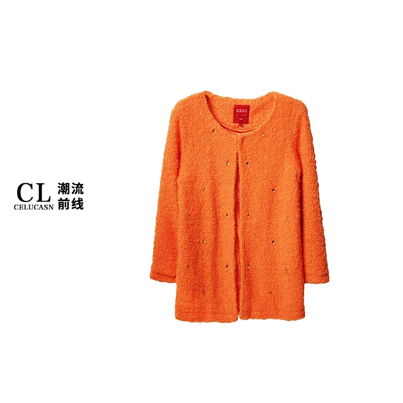 EAQF8796#新款设计师款小香风气质时尚长袖宽松毛呢外套女