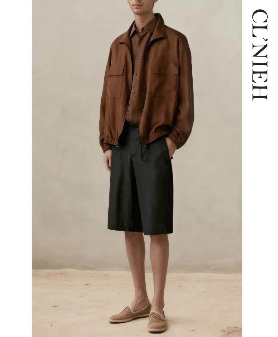 CLNIEH | 天然植物染色 双面异色真丝香云纱 贴袋立领夹克