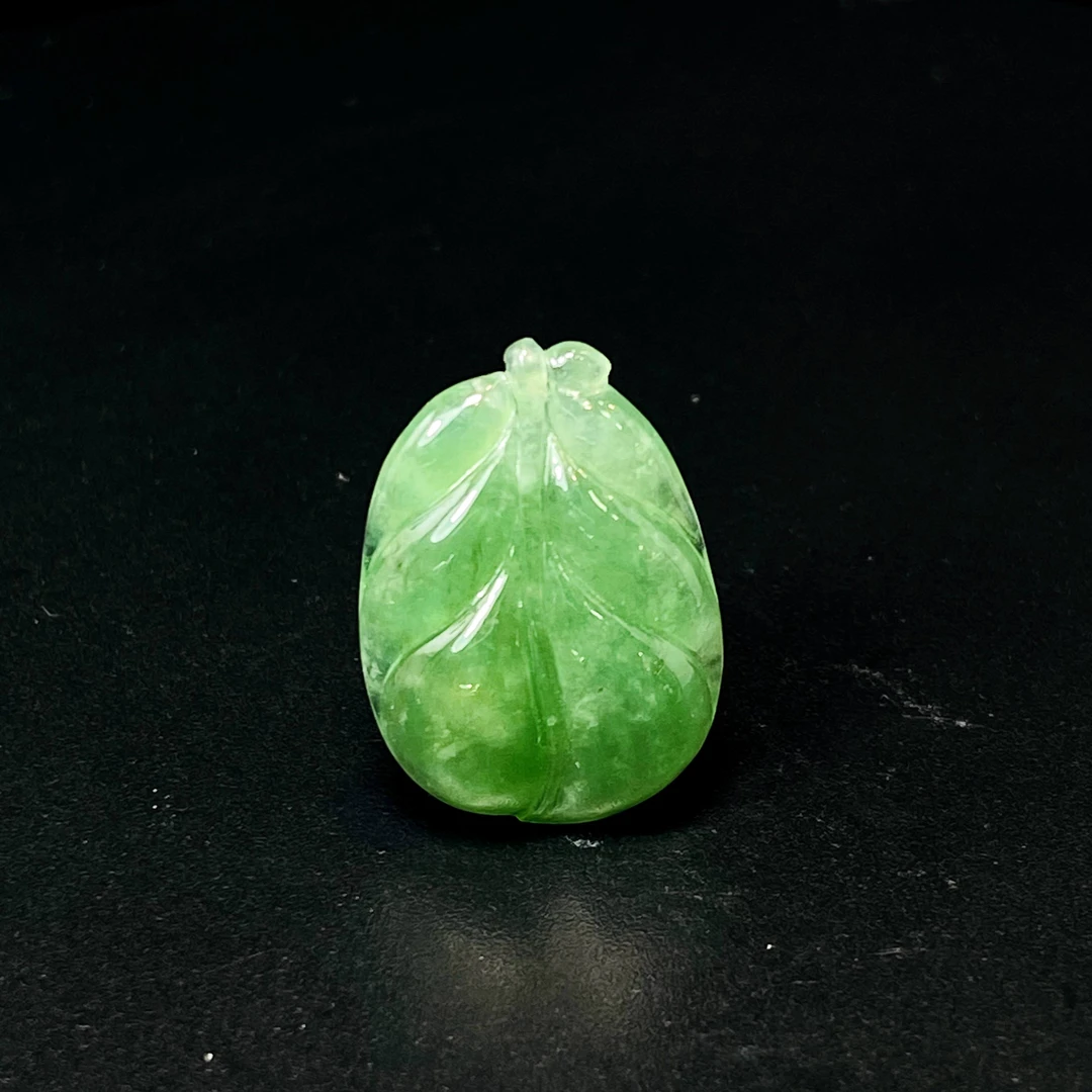 RX9天然缅甸A货翡翠冰胶绿树叶/074717/北京中保拍卖