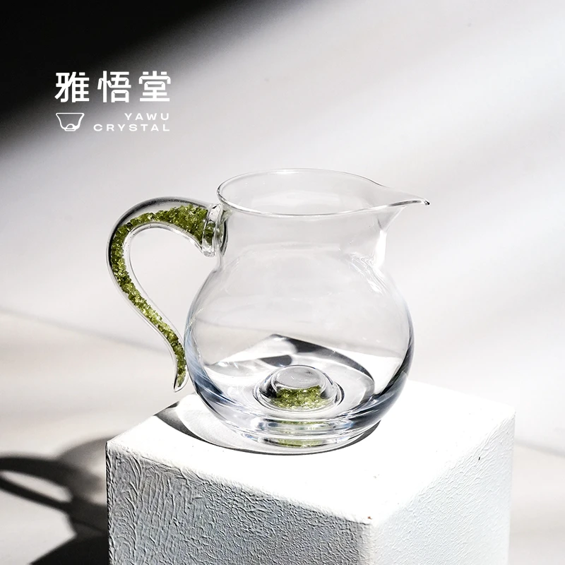 雅悟堂青岚橄榄石茶海水晶玻璃公道杯手工耐热分茶器大容量公杯