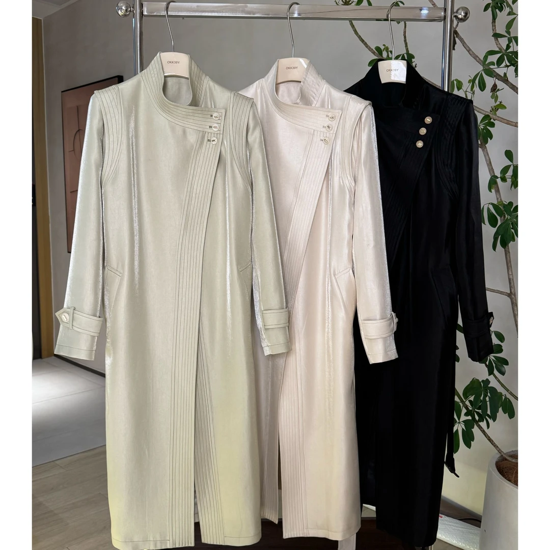 2025春季新款风衣设计师款复古春季优雅收腰百搭中长款设计感时尚