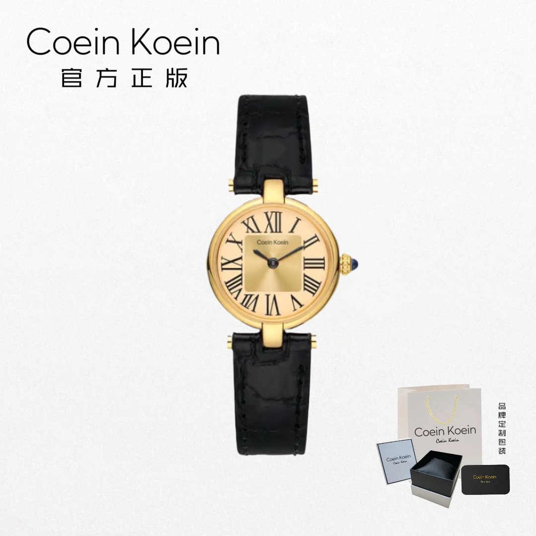 Coein Koein【官方正版】CK3488复古圆表小众商务小巧手表女士腕表