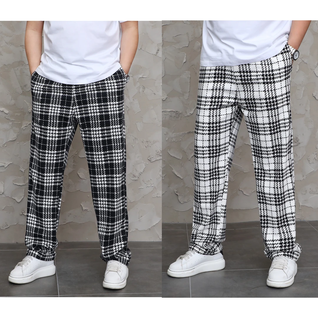 大码男装】阔腿裤春季胖子专属潮流千鸟格9919#