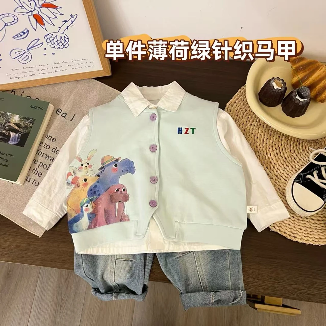 儿童春秋印小动物针织马甲H1981