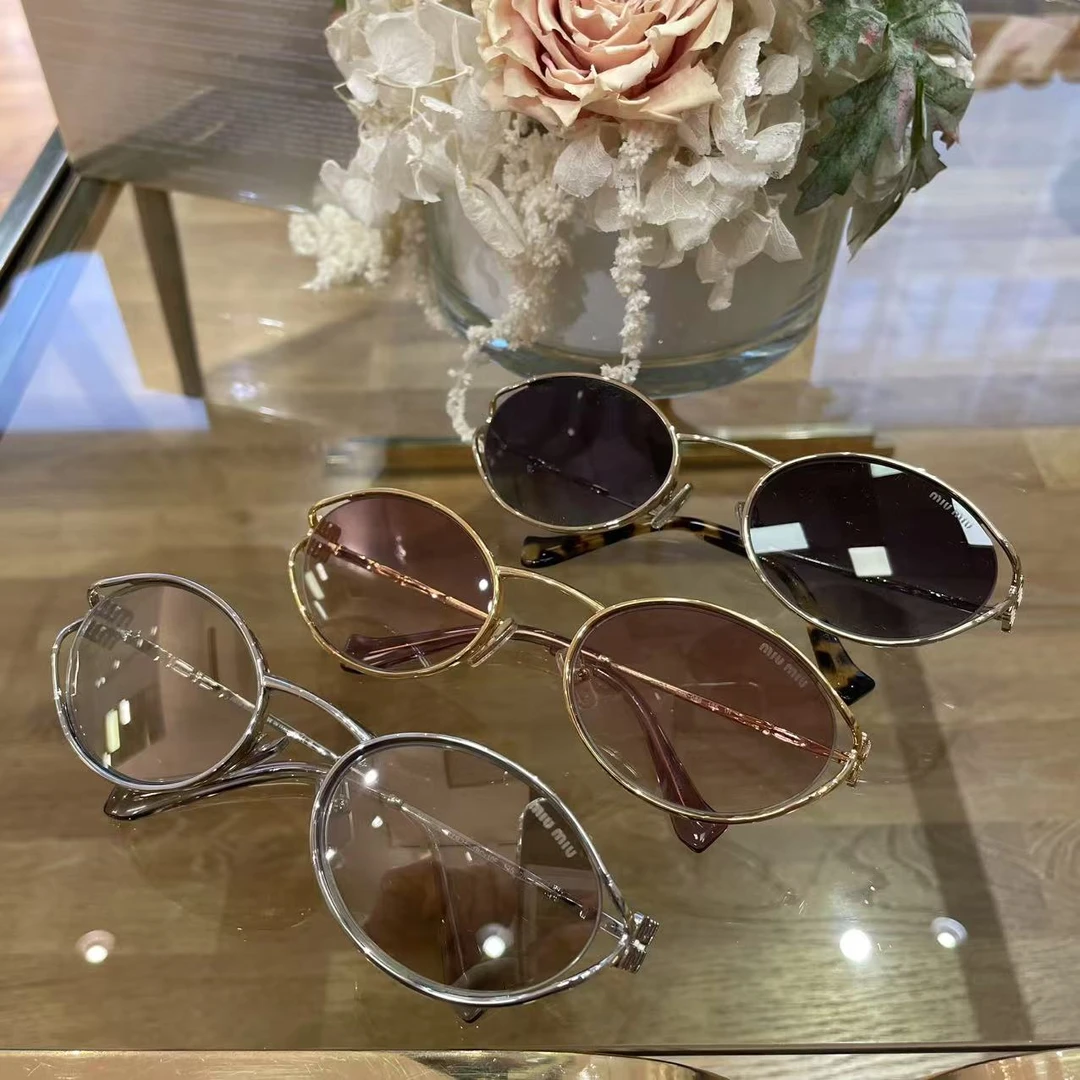 未使用 MIU MIU/缪缪 猫眼金属墨镜女 防紫外线太阳眼镜  MU 52YS