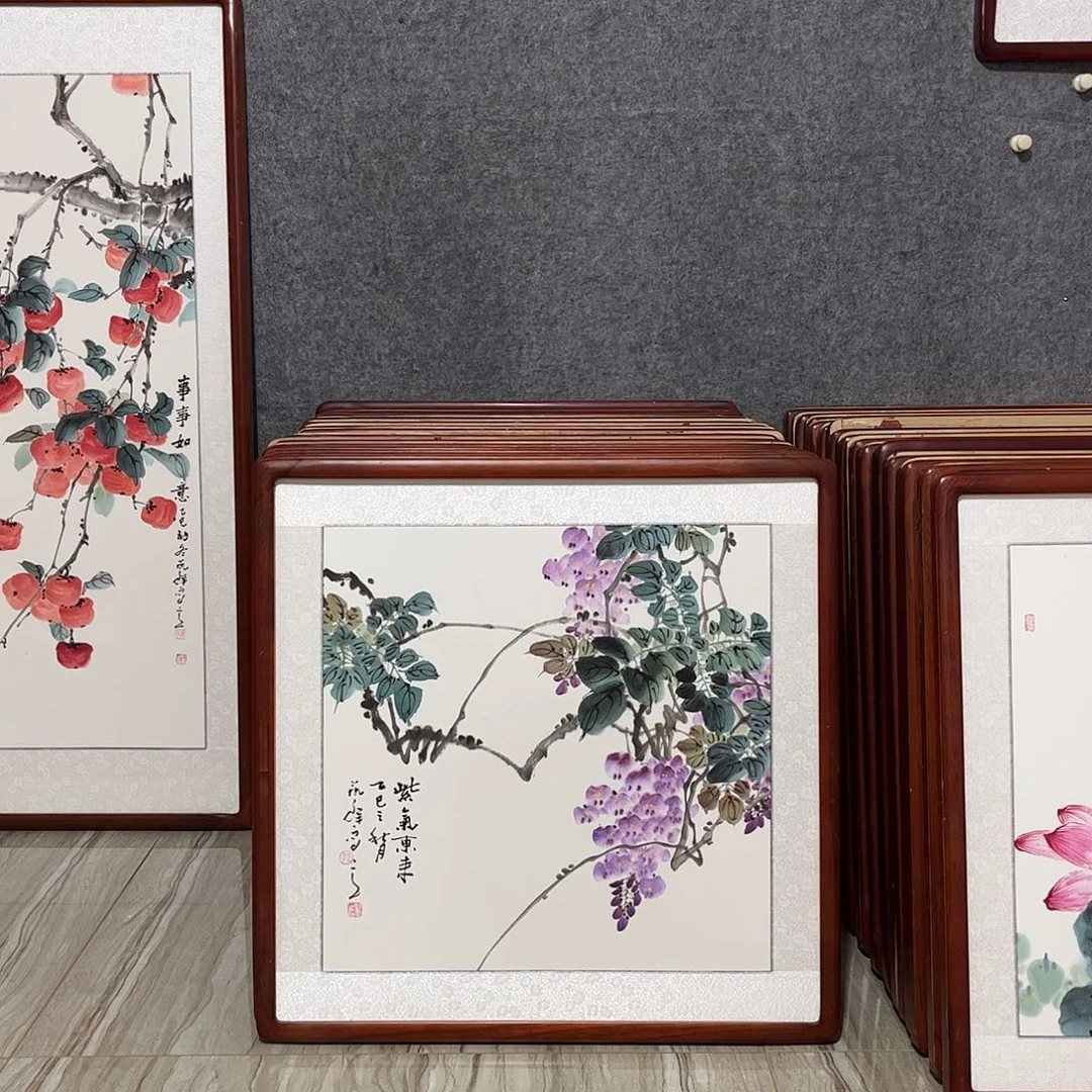 国画书画作品带框63×63