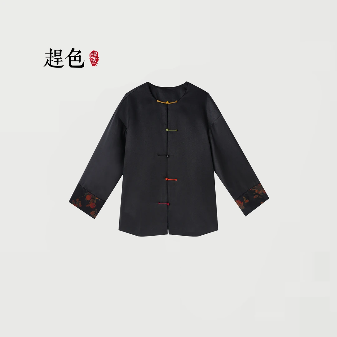 赶色【柿柿如意】双层桑蚕丝香云纱新中式外套