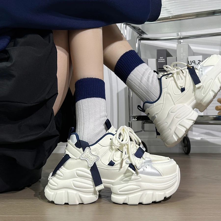 回力静谧蓝星星厚底老爹鞋女2025爆款时尚运动鞋百搭学生休闲鞋子