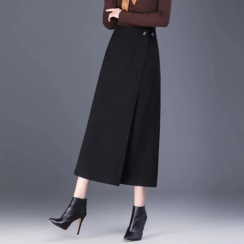 中长款开叉一步裙包臀半身裙垂感女高腰显瘦气质裙子秋冬2024新款