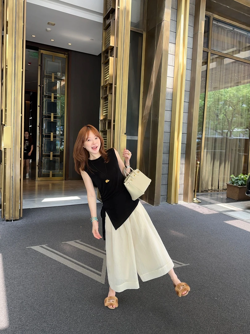 【BORAKOO】纯欲显瘦~设计感绑带收腰无袖背心