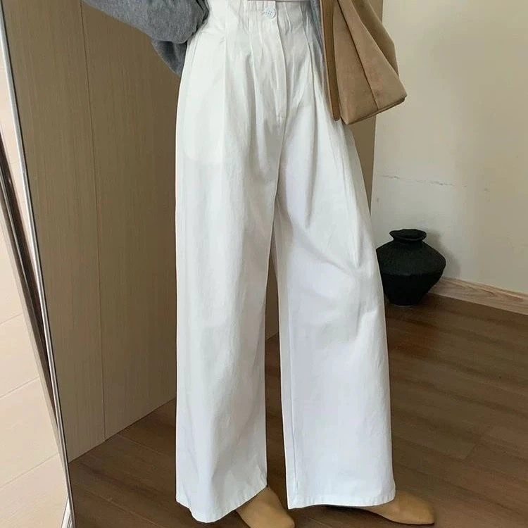 含棉酵洗加柔阔腿裤休闲裤2025夏季新款韩版百搭显瘦休闲长裤子