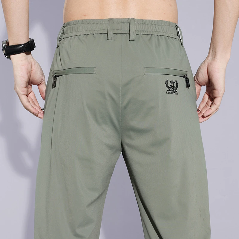 大码冰丝裤子男夏季薄款情新款男士休闲裤宽松弹力小西裤运动长裤