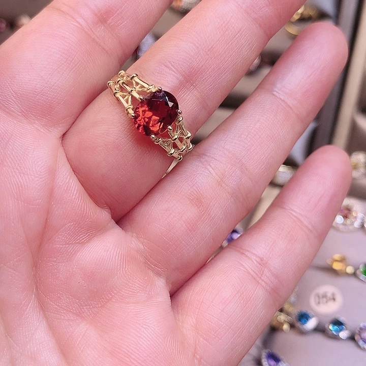 ****时石榴石（芬达石）戒指银S925镶嵌