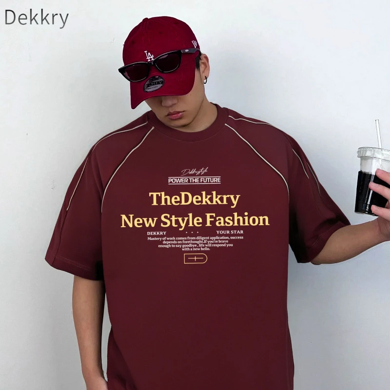 Dekkry青少年夏季印花短袖T恤情侣装ins长袖中国风嘻哈上衣休闲