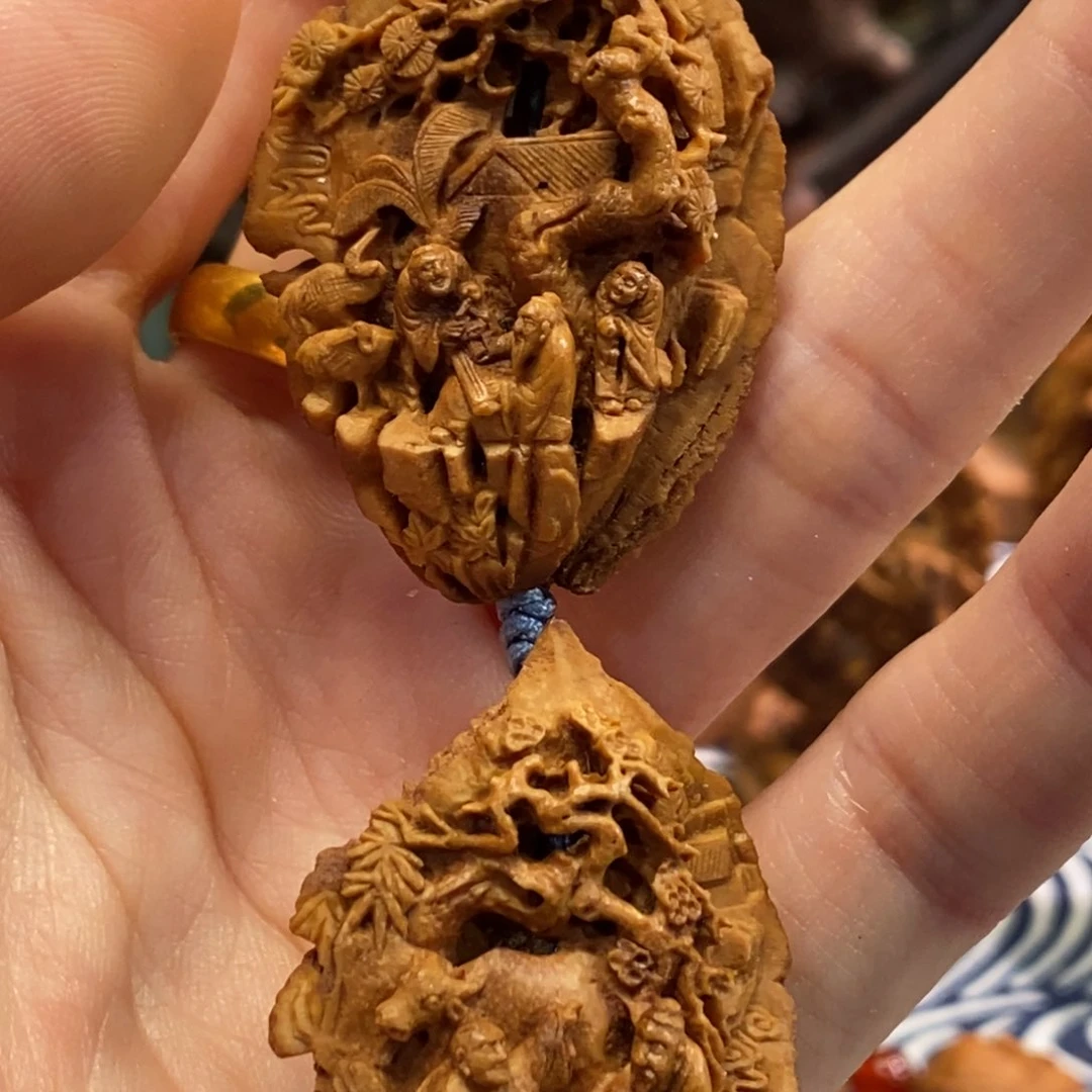 潍坊核雕桃核雕刻琴韵