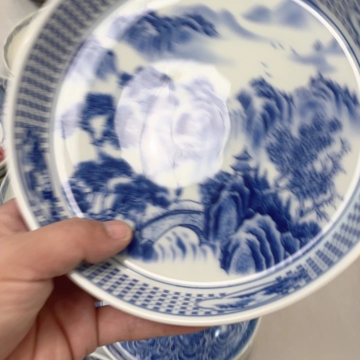 瓷片青花山水大壶承