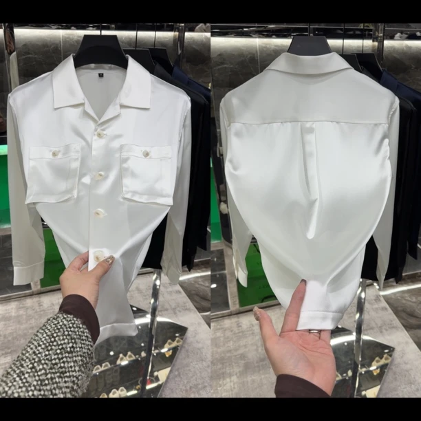 春夏面膜款醋酸翻领衬衫8801