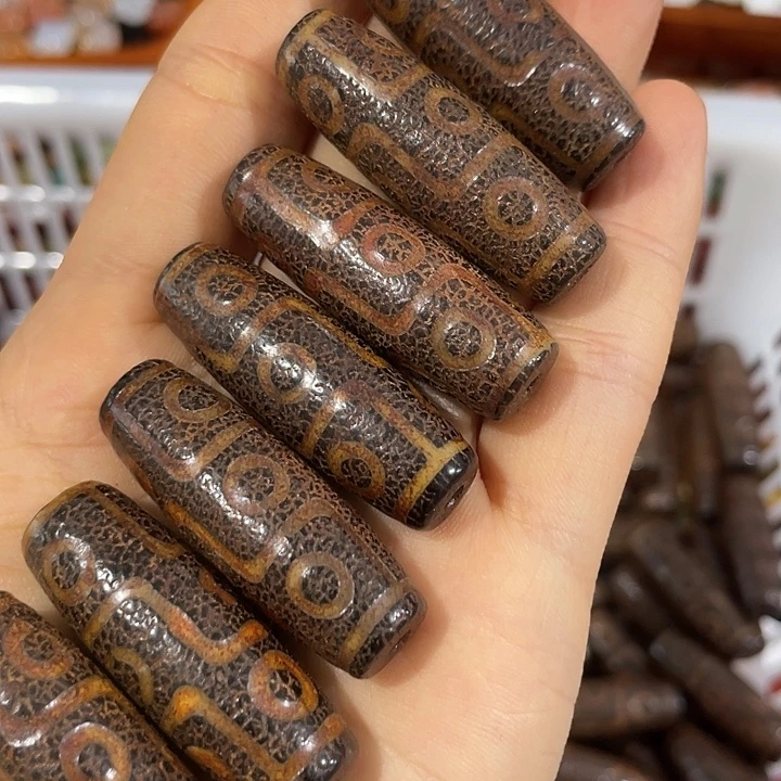 玛瑙/玉髓合金珠宝半成品4个九眼天珠