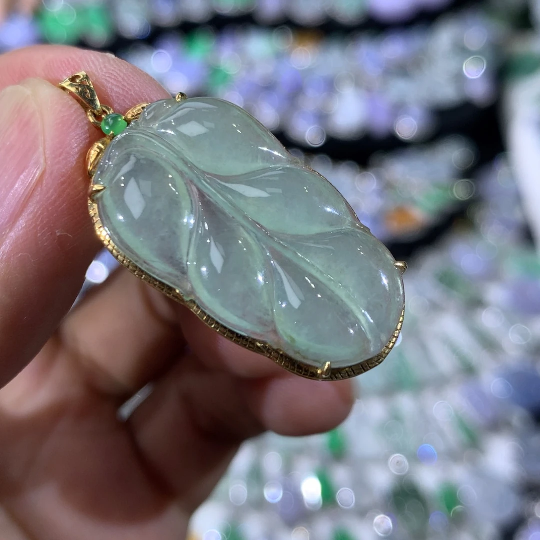翡翠18K金镶嵌吊坠(不含链)