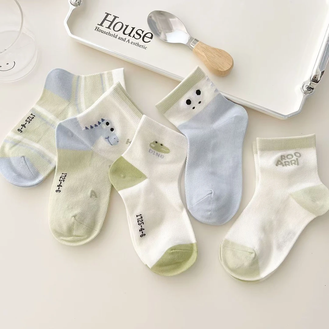 儿童袜子春夏季薄款网眼卡通男孩吸汗透气夏天学生宝宝中大童棉袜