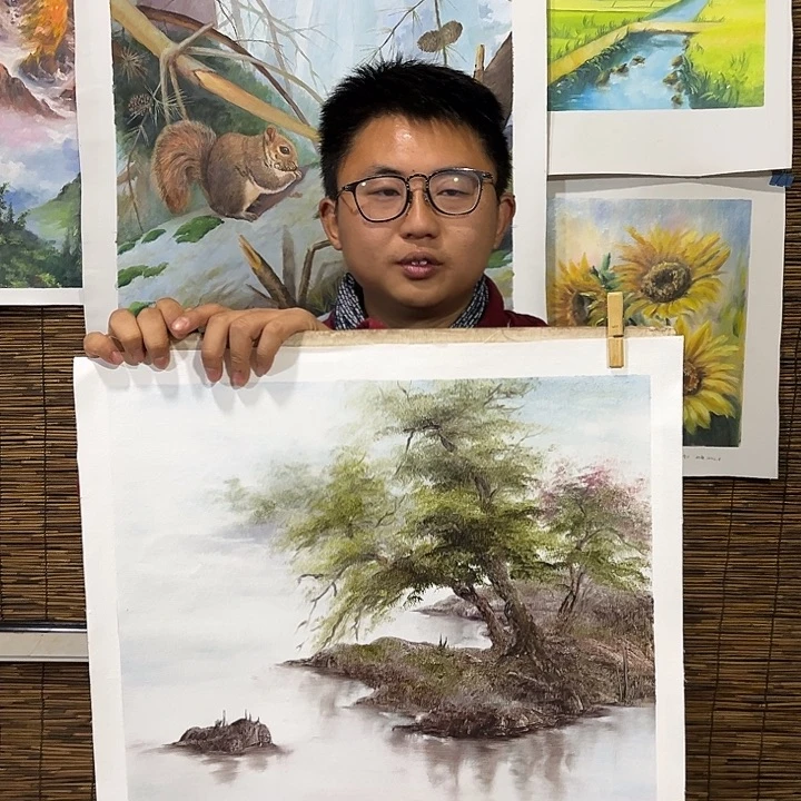 油画纯手绘国画山水画