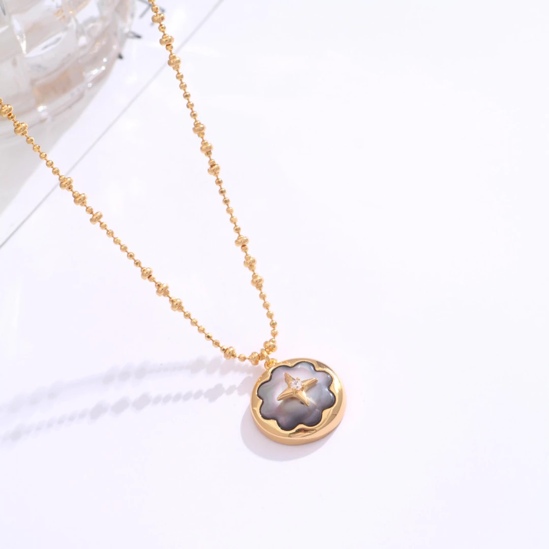 铜项链 《货号9364》高品质四叶花菱形花朵锁骨链项链（链长42+7cm）