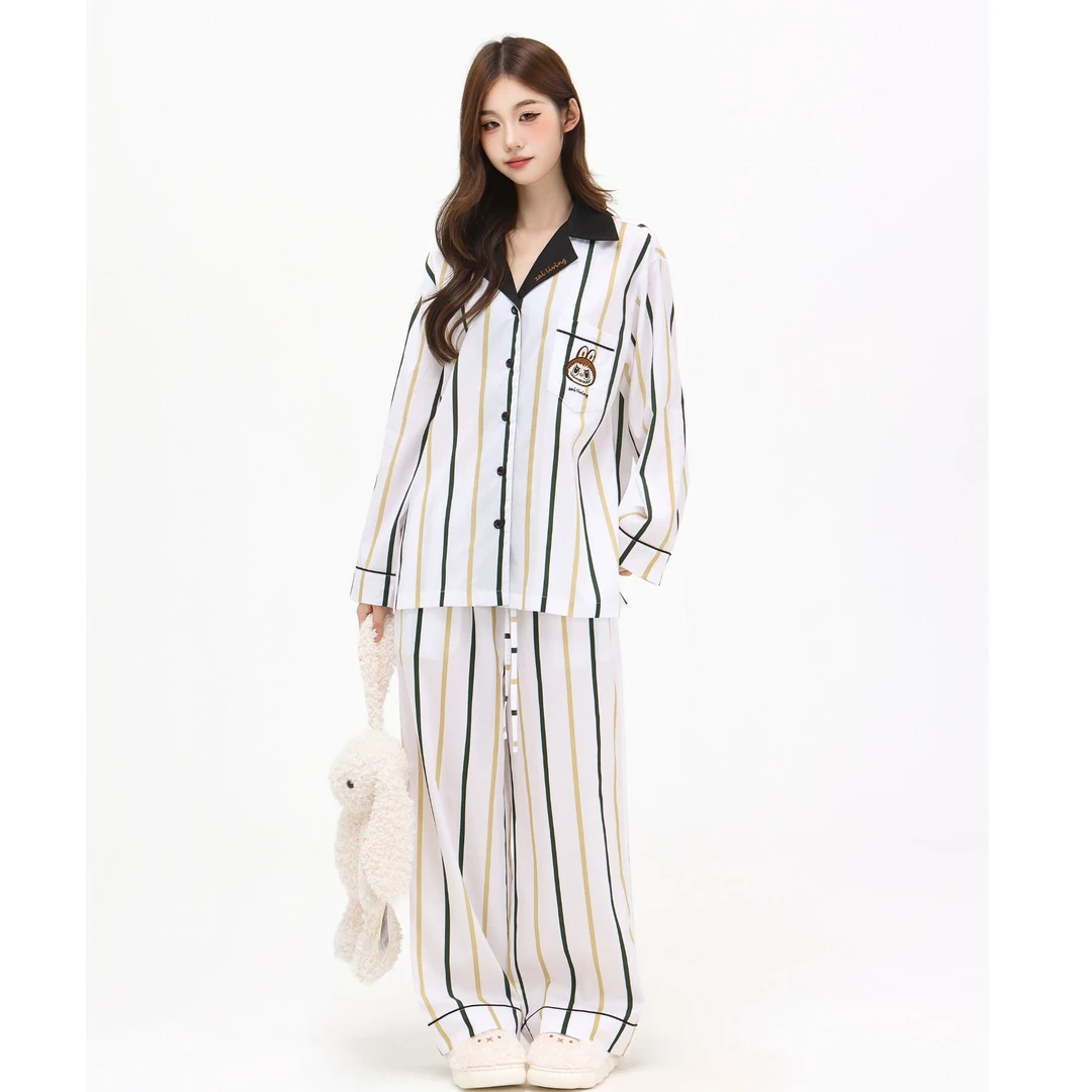 【条纹拉布布-长袖款】新上秋款天丝棉外穿长袖居家服睡衣套装