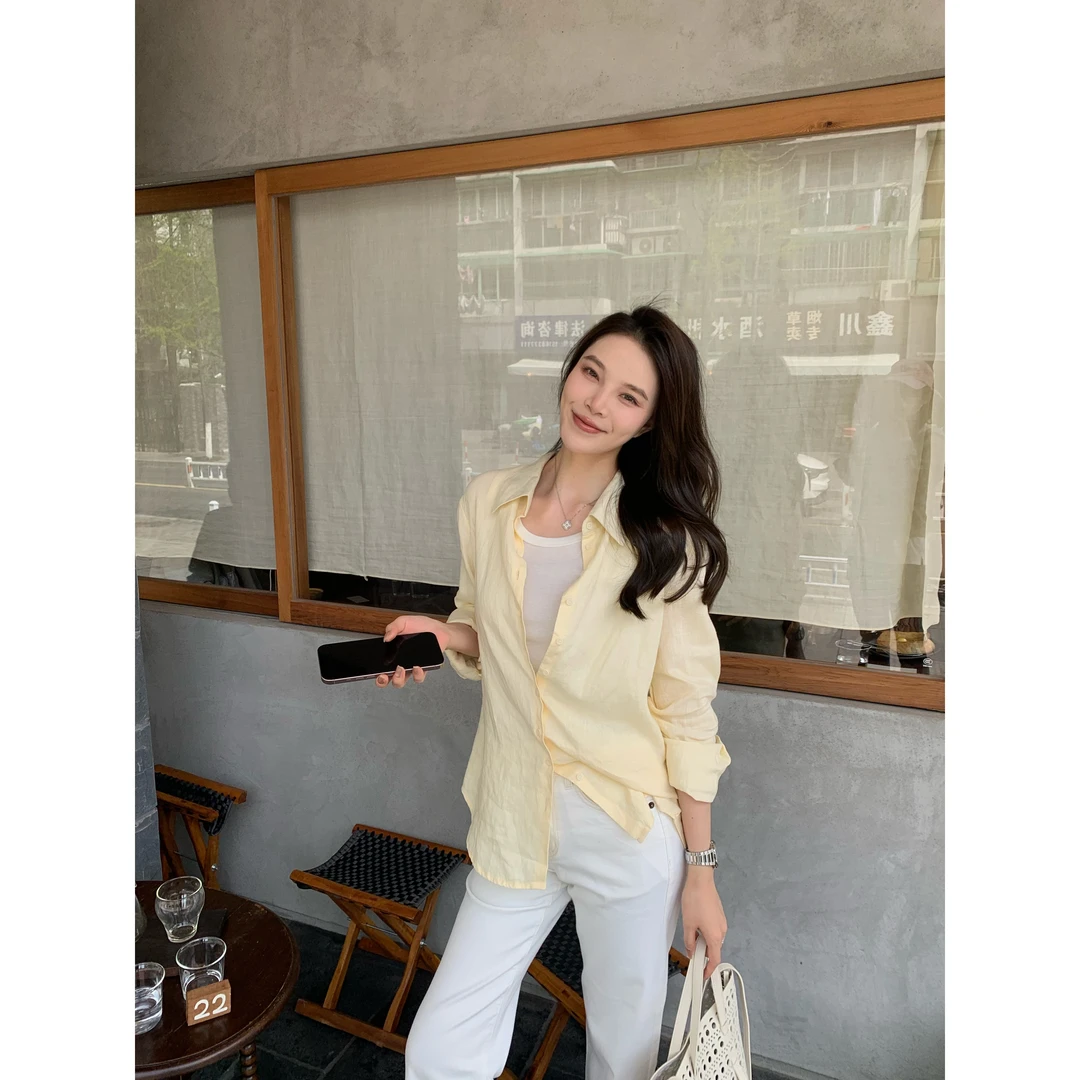 “日云恋幕”显瘦显脸小休闲100亚麻外套D5L247