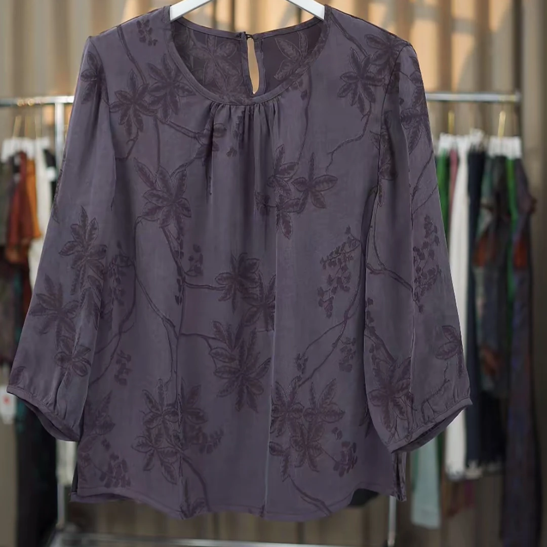 【挂霜 大王段】重工砂洗原创新款国风时尚女装高端气质百搭上衣-80