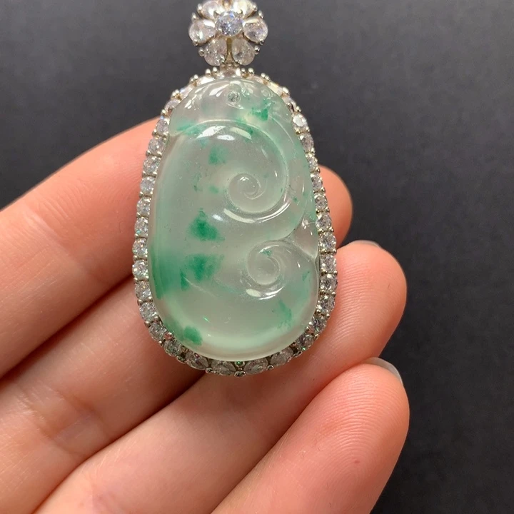 石英质玉银S925镶嵌颈饰