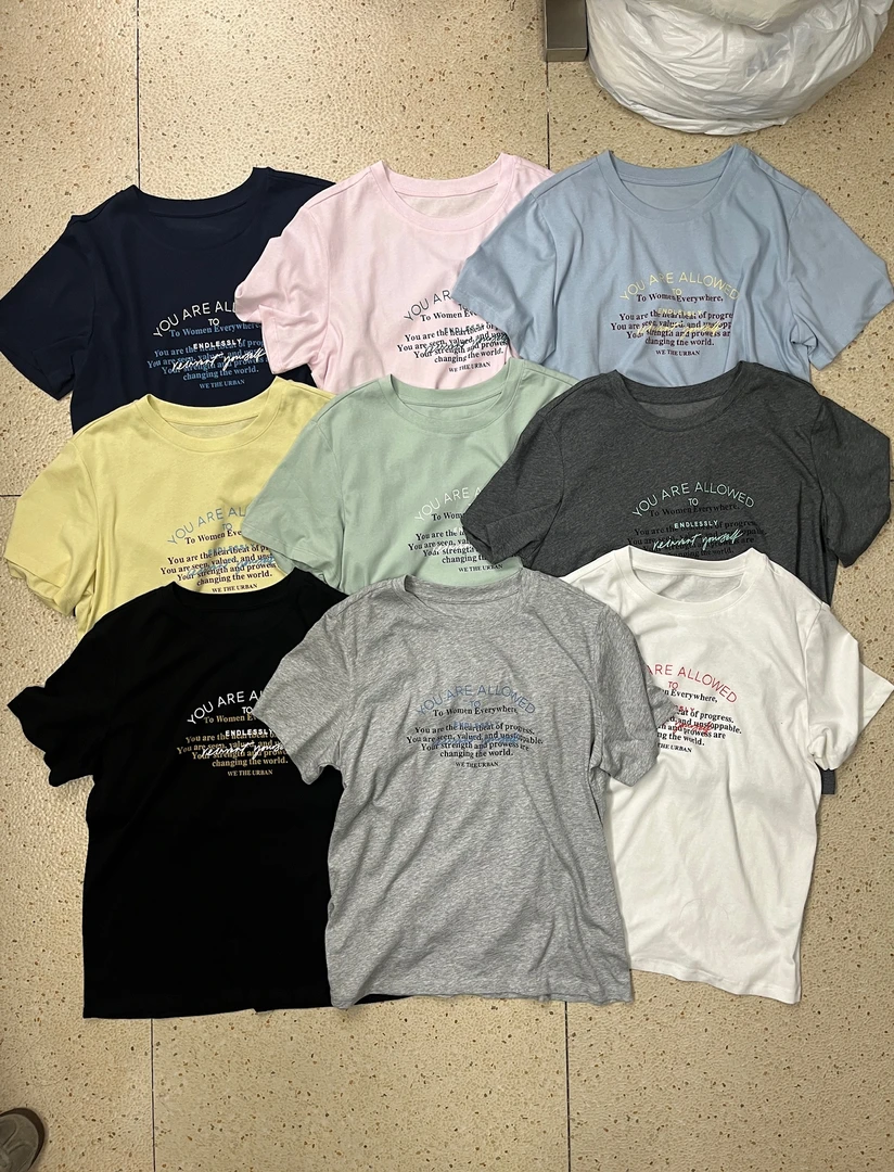 温柔瑶-PAPA#休闲字母印花百搭短袖T#481