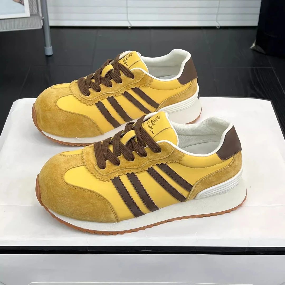 轻奢鞋子2025年春季新款德训鞋女百搭潮流板鞋时尚轻便运动单鞋女