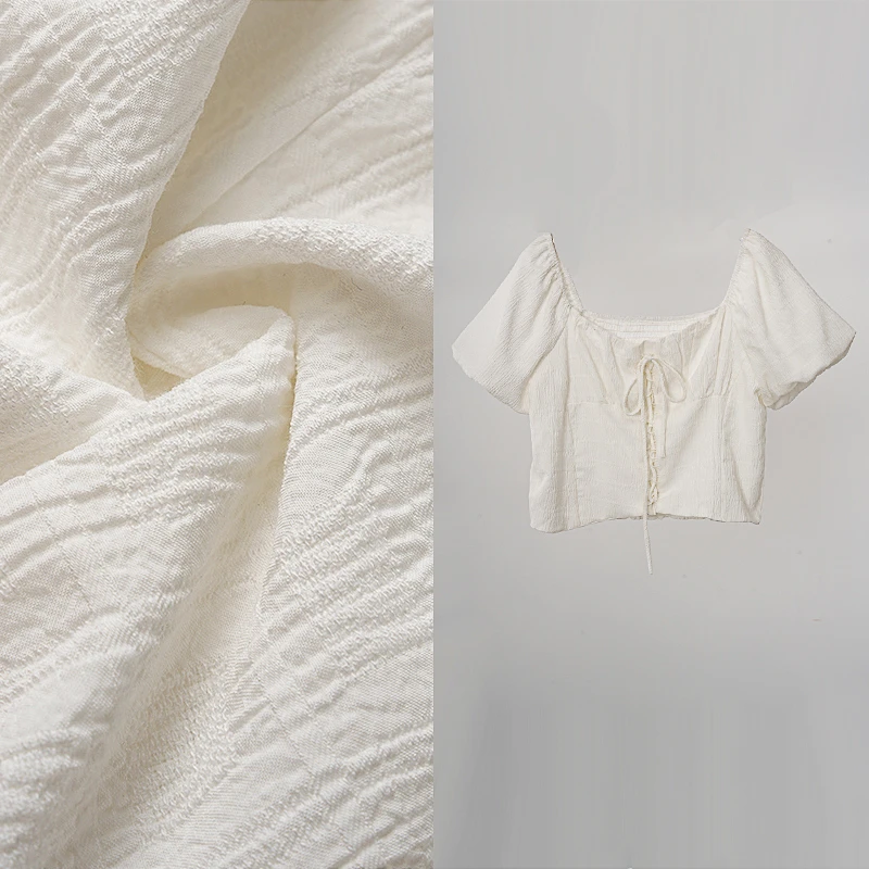2025新款短款褶皱系带方领泡泡袖纯色上衣修身显瘦气质