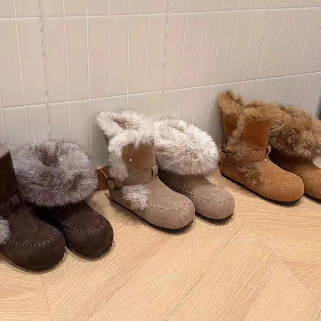 摩尔曼极光厚底雪地靴2025加绒百搭棉鞋两穿时尚珩线游牧毛毛靴