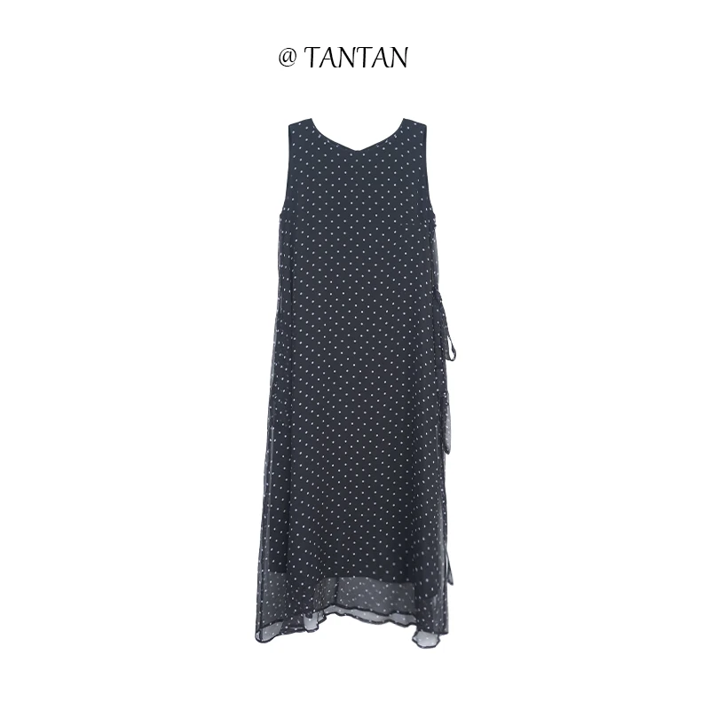 TANTAN  真丝网纱波点连衣裙993