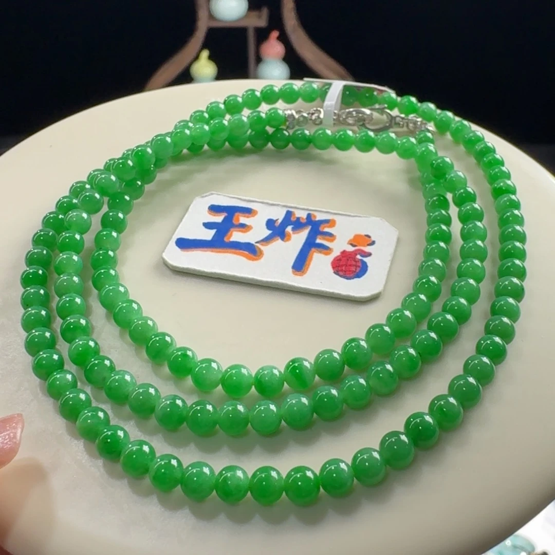 未镶嵌手链翡翠力推！冰胶满阳绿项链卡4.2 洋气！