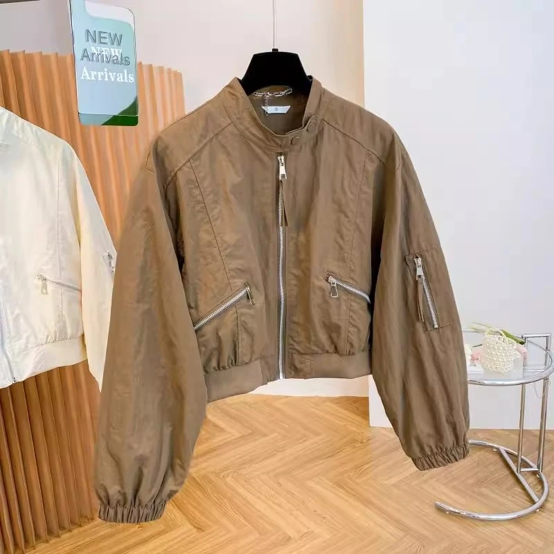 2025春秋新款棒球服短外套韩版通勤时尚宽松百搭拉链立领上衣夹克