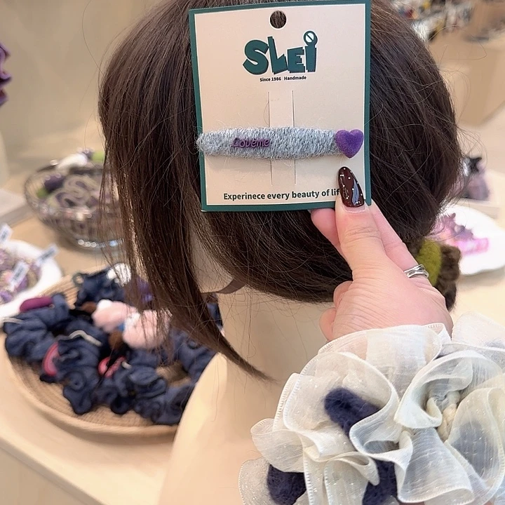 紫色爱心灰色掰掰夹