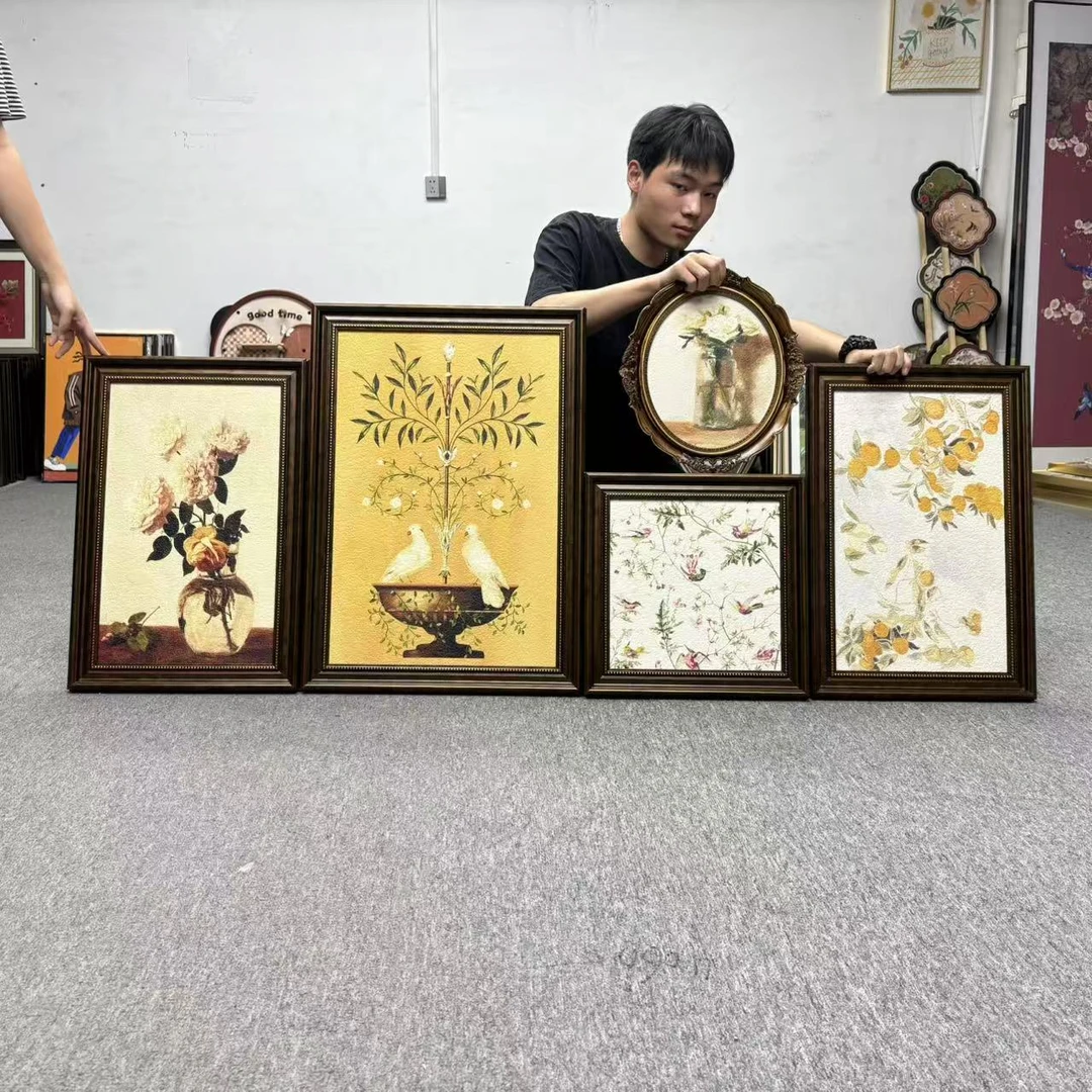 美式复古花卉法式客厅沙发背景墙装饰画轻奢小众组合500