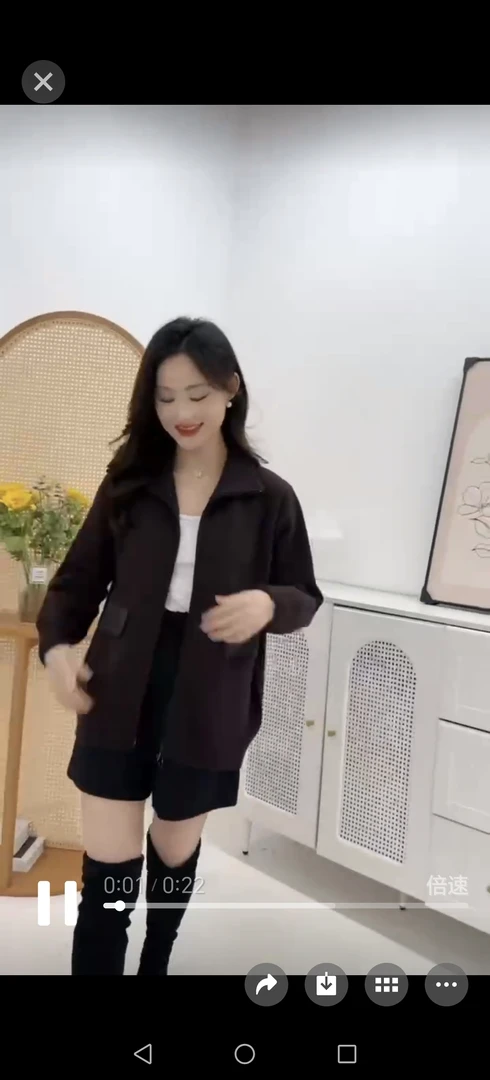 短款口袋厚款女装黑色休闲外套