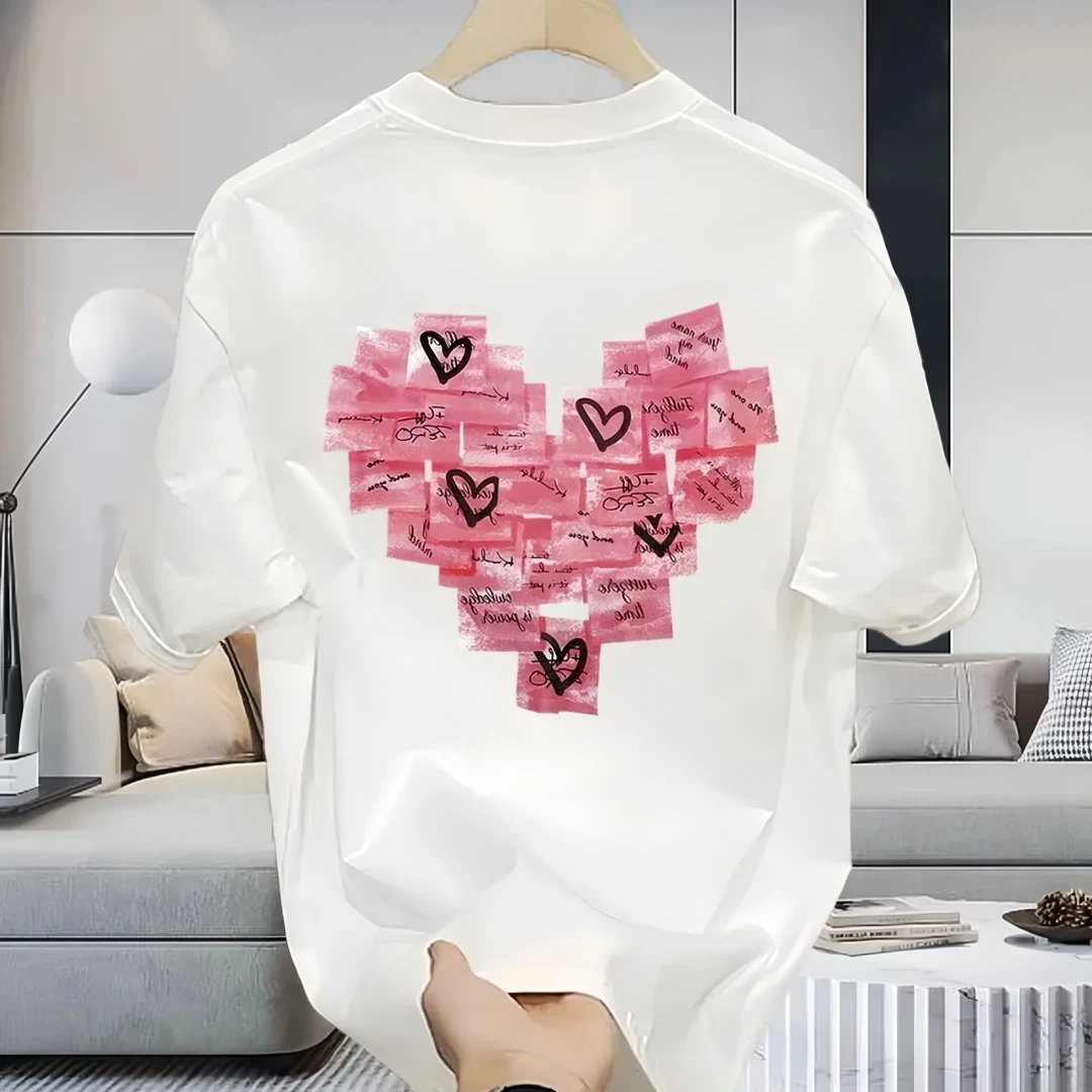 欧若风2025纯棉男T恤夏季百搭潮流小众印花设计感休闲圆领短袖