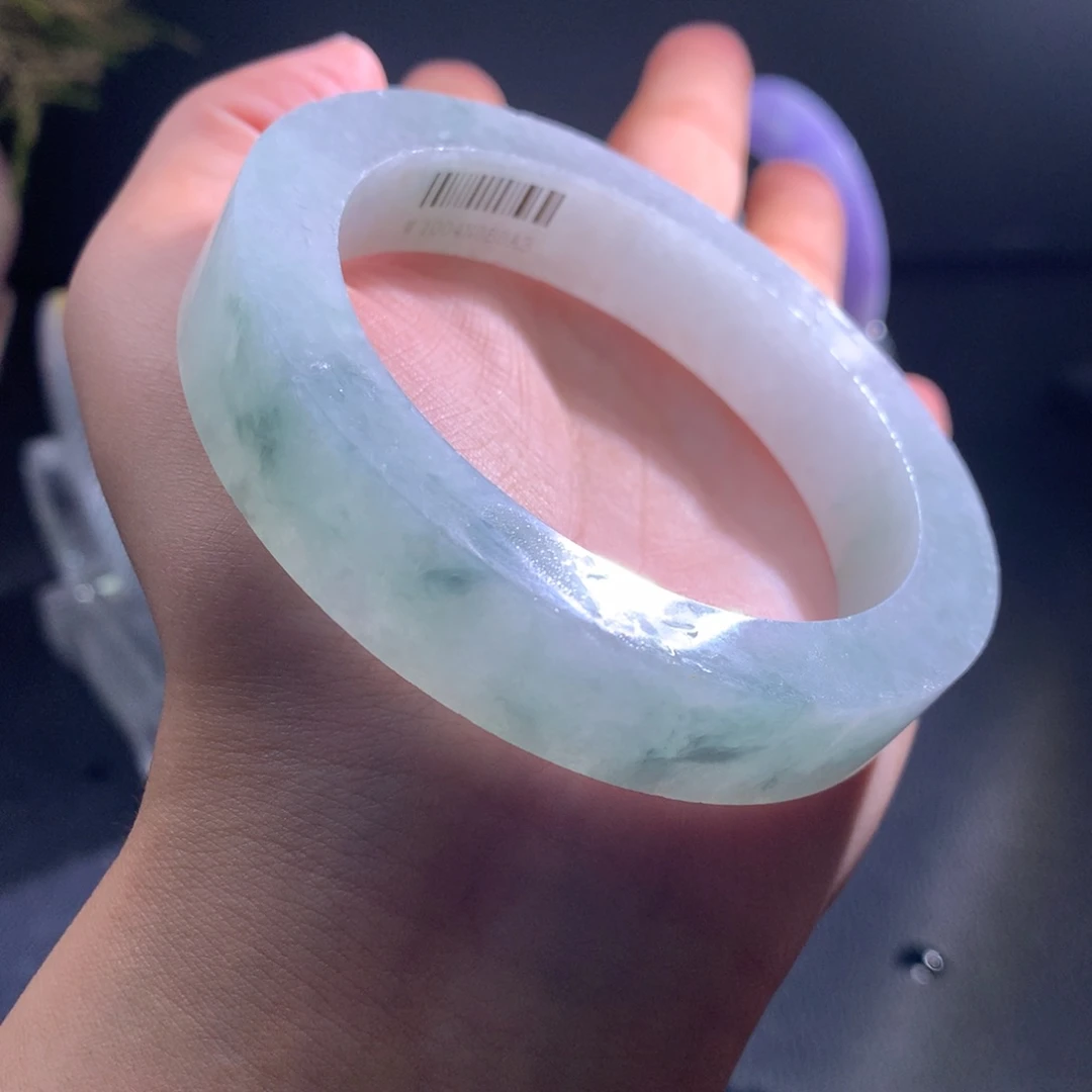 定制翡翠未镶嵌手镯冰晴飘花59-62