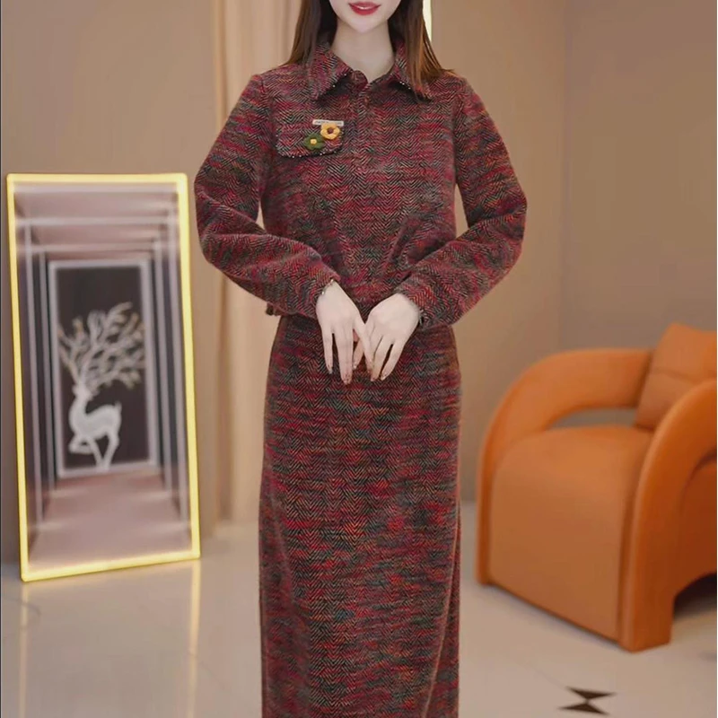【半身裙+上衣】A1097图片色套装优雅小香风减龄显瘦秋冬设计感