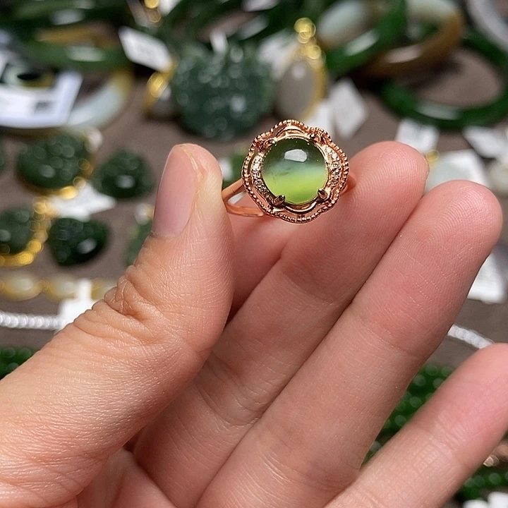 和田玉银S925镶嵌戒指