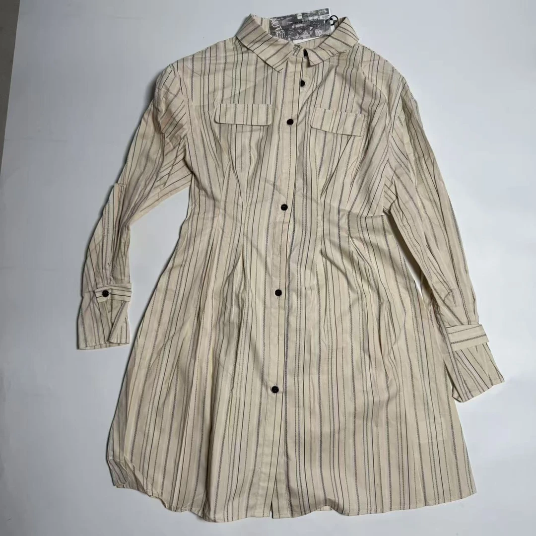 设计师休闲连衣裙学院风条纹修身连衣裙女士秋季