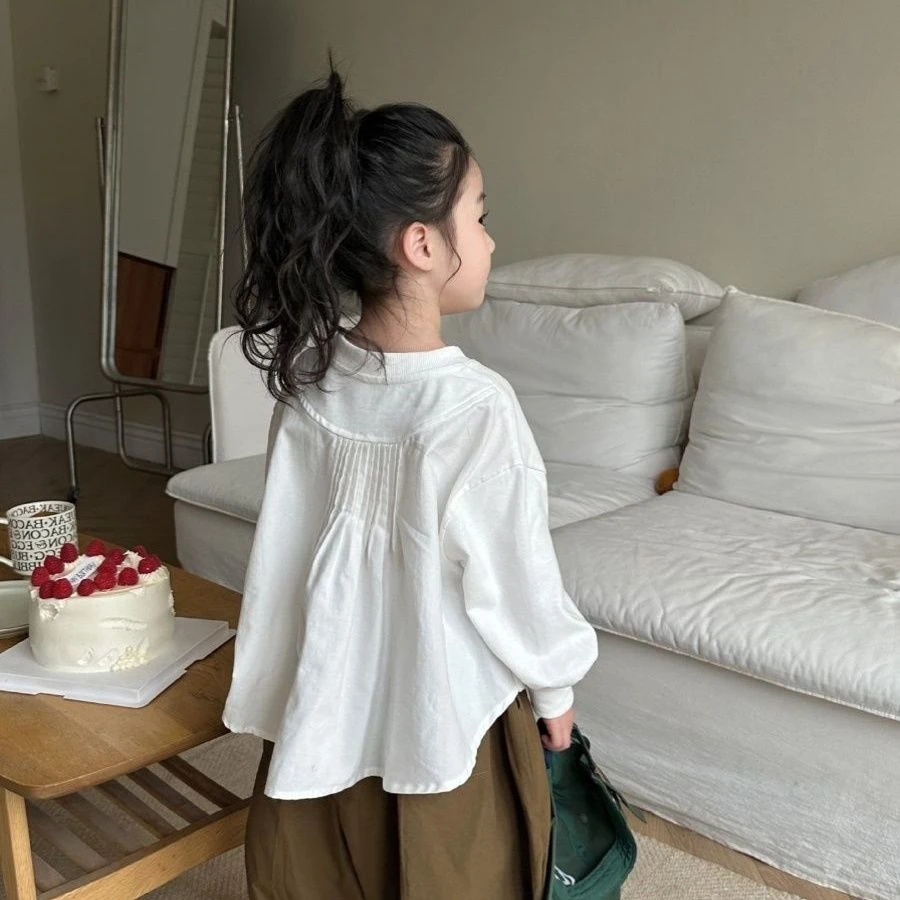 女童不规则卫衣2025秋季新品宝宝长袖衬衫拼接上衣潮童纯色灯笼裤