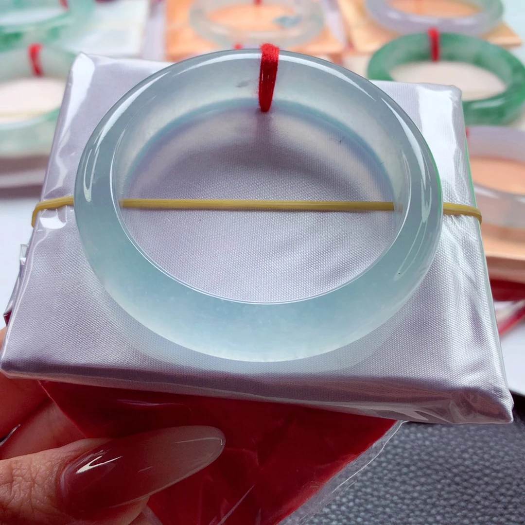 翡翠未镶嵌手镯52.7高冰玻钢光种水天花板 敏