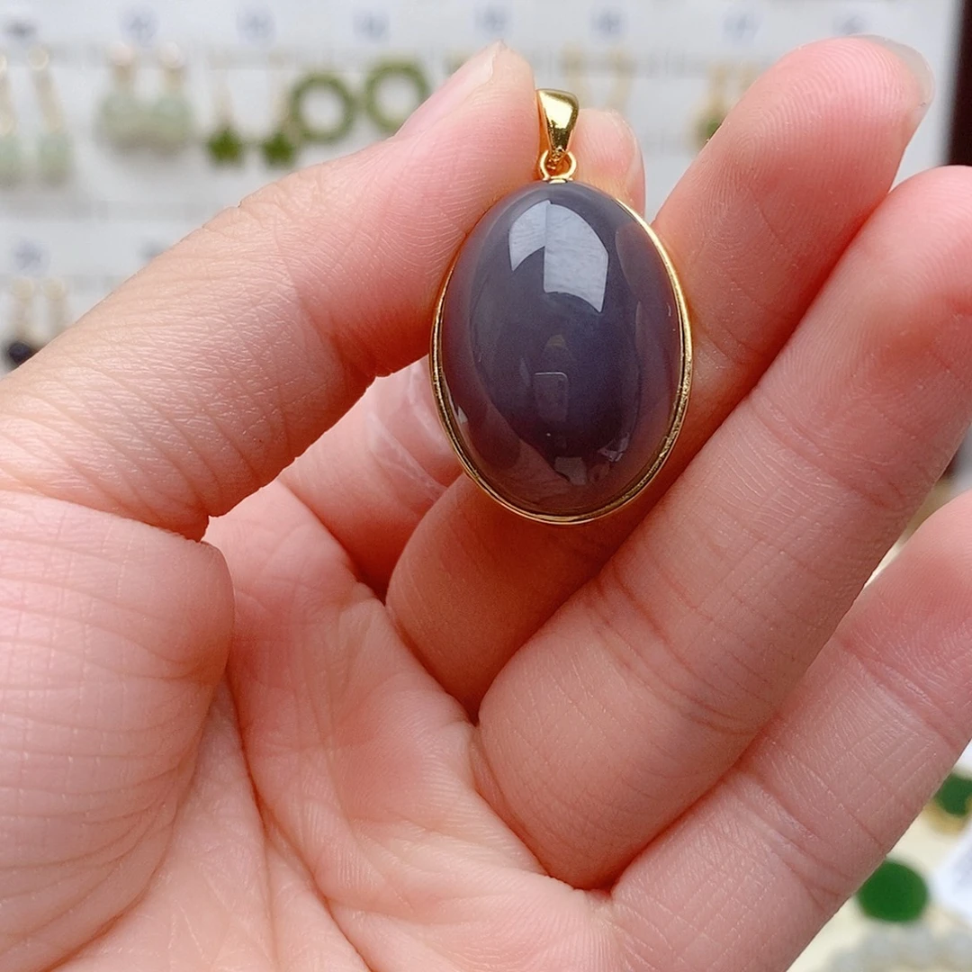 和田玉银S925镶嵌吊坠(不含链)