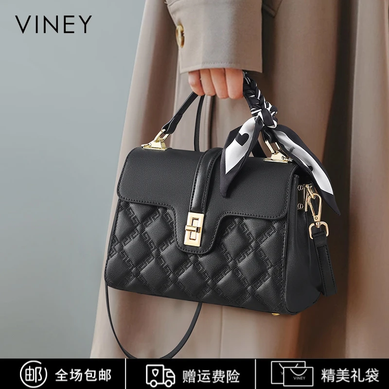 Viney真皮包包女包2025秋冬季高级感手提包生日圣诞礼物送女生